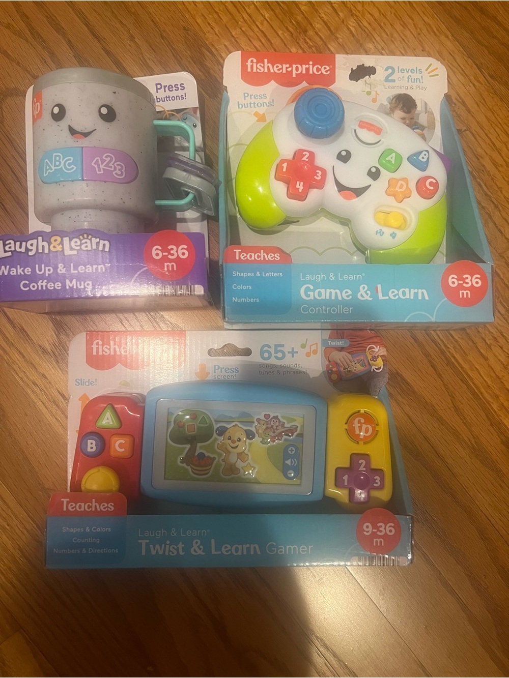 Fisher-Price Laugh & Learn Toy Trio - White, Green, Yellow, Blue, Gray